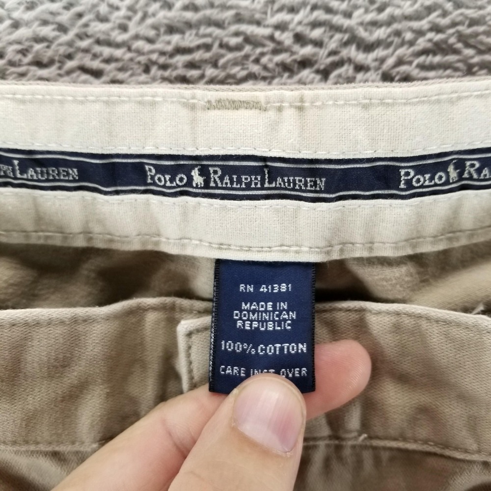 Polo Ralph Lauren Pants Mens 38x34 Beige Chino Pleated Cuffed Straight - Picture 3 of 9